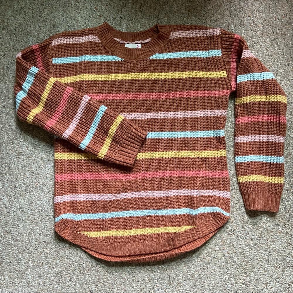 Striped cozy shaker knit sweater